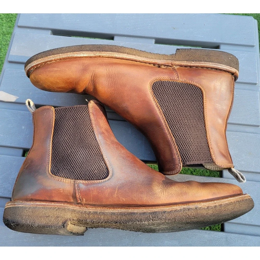 Astorflex Mens Brown Leather Chelsea Boots Made in Italy EU 43 US 10 Rubber Sole